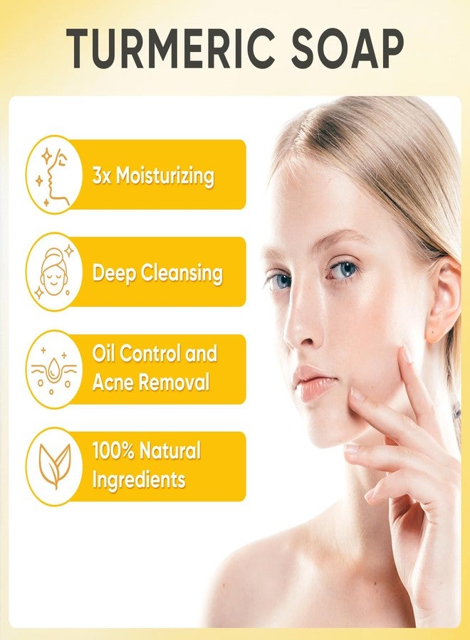 Treeroot 4 Pack Turmeric Soap, 100g Kojic Acid and Turmeric Soap Bar, Gently Clean the Face, Contains Retinol, Collagen, Vitamin C, Shea Butter, Used for Face & Body, SLS Free - Image 2
